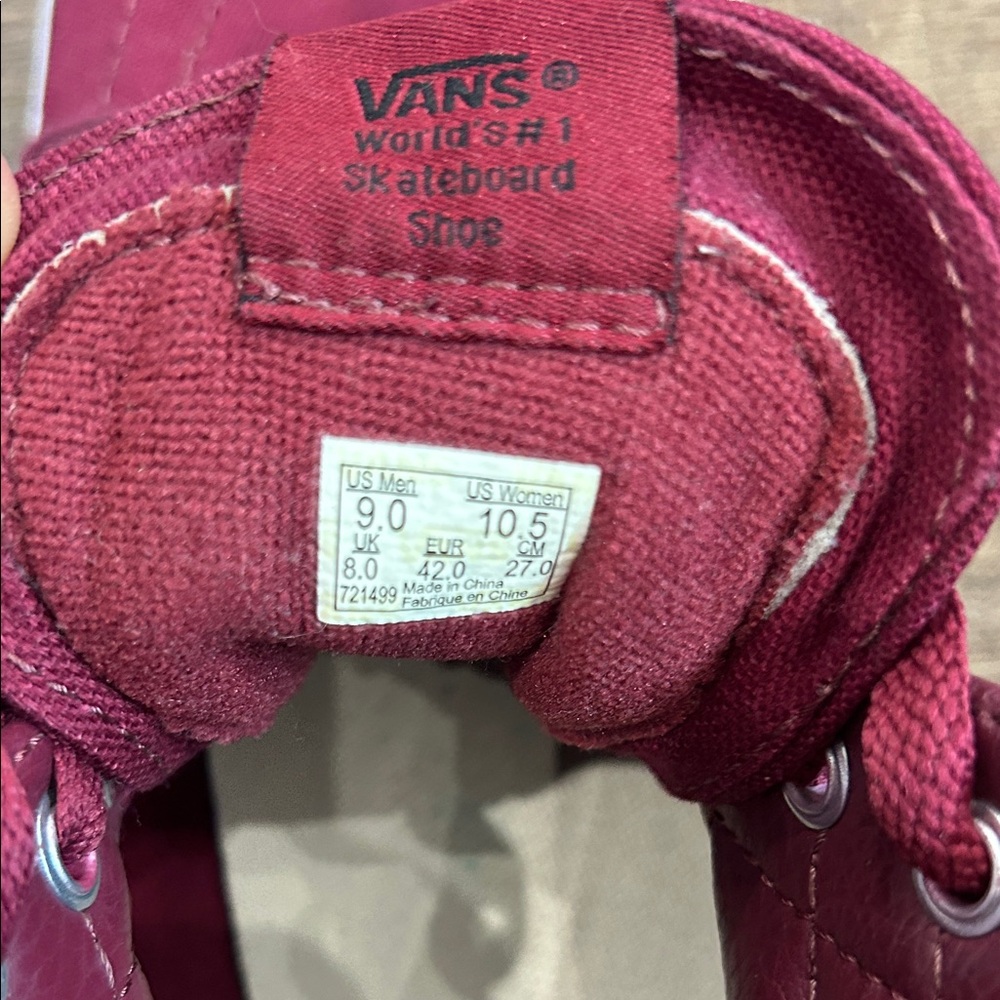 Vans Maroon High-Top Sneakers with White Stripe - Picture 5 of 6